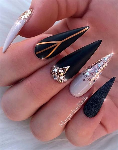 fall stiletto nail designs|glitter stiletto nails.